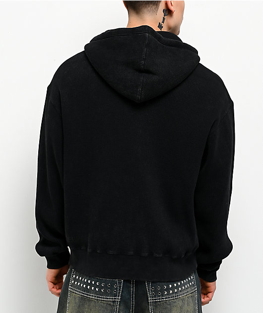 Ninth Hall Fundamentals Black Wash Thermal Zip Hoodie | Zumiez