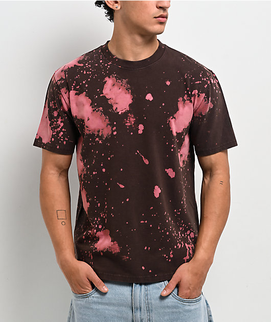 Ninth Hall Fundamentals Bleach Dye Brown Wash Boxy T-Shirt | Zumiez