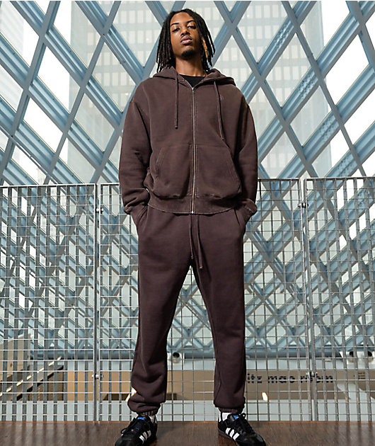 Ninth Hall Fundamentals Brown Wash Relaxed Sweatpants | Zumiez