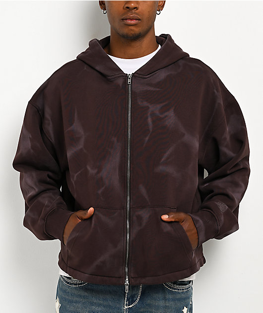 Ninth Hall Fundamentals Brown Wash Zip Hoodie