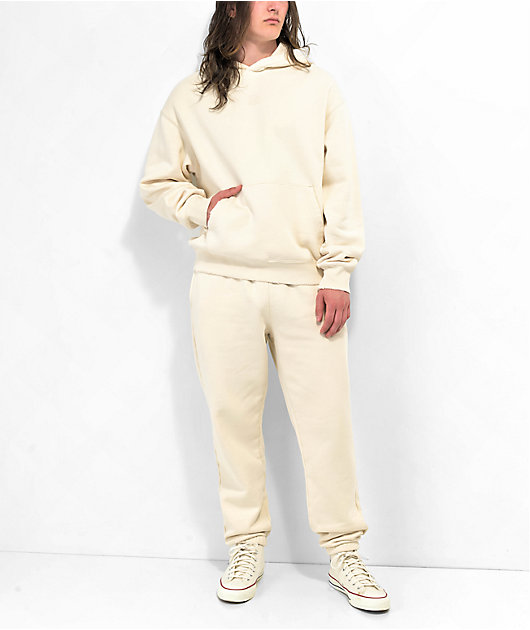 Ninth Hall Fundamentals Cream Distressed Boxy Hoodie | Zumiez