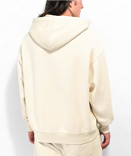 Ninth Hall Fundamentals Cream Distressed Boxy Hoodie | Zumiez