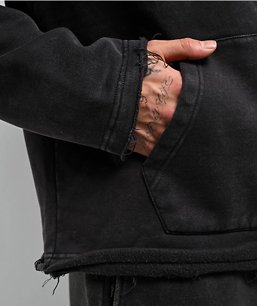Ninth Hall Fundamentals Cut Off Ash Wash Boxy Hoodie | Zumiez