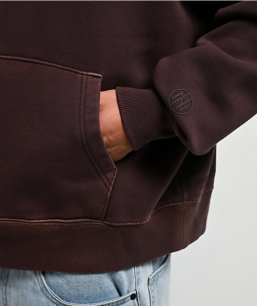 Ninth Hall Fundamentals Dark Brown Wash Oversized Hoodie