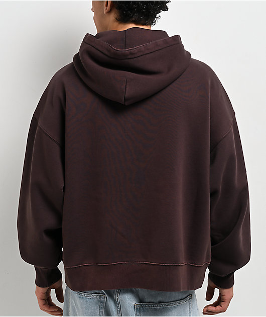 Ninth Hall Fundamentals Dark Brown Wash Oversized Hoodie