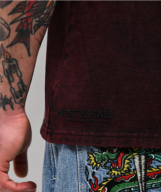 Ninth Hall Fundamentals Dark Red Static Wash T-Shirt