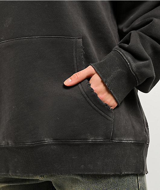 Ninth Hall Fundamentals Distressed Black Wash Hoodie