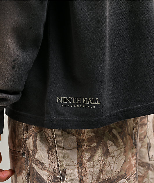 Ninth Hall Fundamentals Distressed Black Wash Long Sleeve T-Shirt