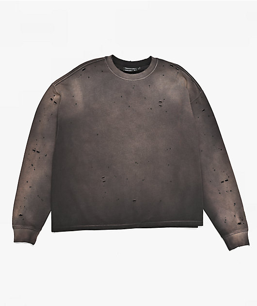 Ninth Hall Fundamentals Distressed Black Wash Long Sleeve T-Shirt