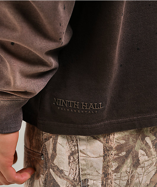 Ninth Hall Fundamentals Distressed Brown Wash Long Sleeve T-Shirt