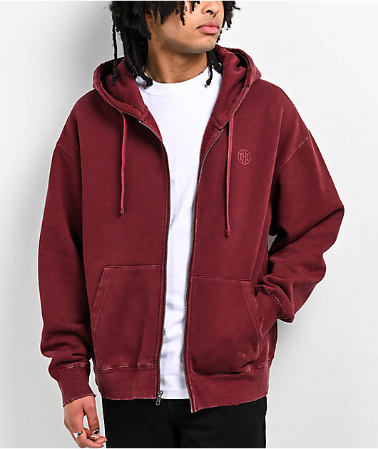 Maroon zip hoodie best sale