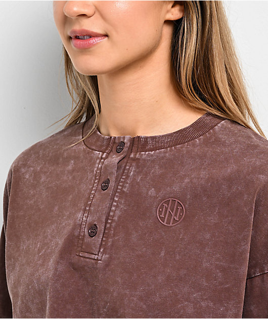 Ninth Hall Fundamentals Kaliska Brown Long Sleeve Boxy Crop T