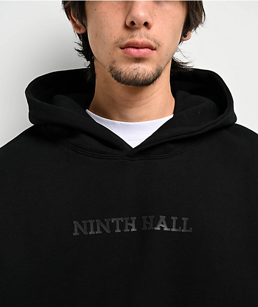 Ninth Hall Fundamentals Logo Black Washed Oversized Hoodie