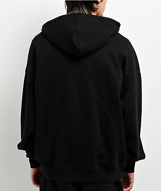 Ninth Hall Fundamentals Logo Black Washed Oversized Hoodie | Zumiez
