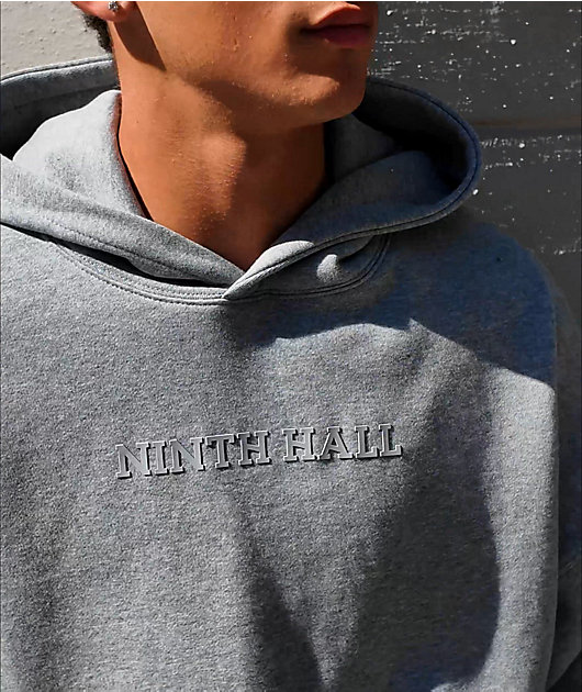 Ninth Hall Fundamentals Logo Grey Oversized Hoodie | Zumiez