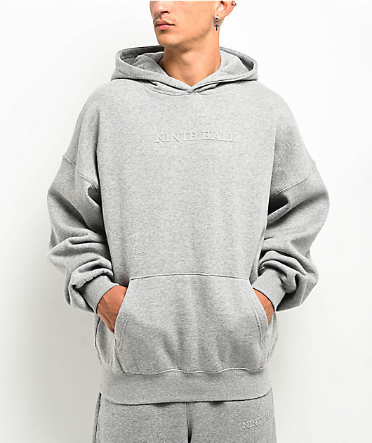 Ninth Hall Fundamentals Logo Grey Oversized Hoodie | Zumiez
