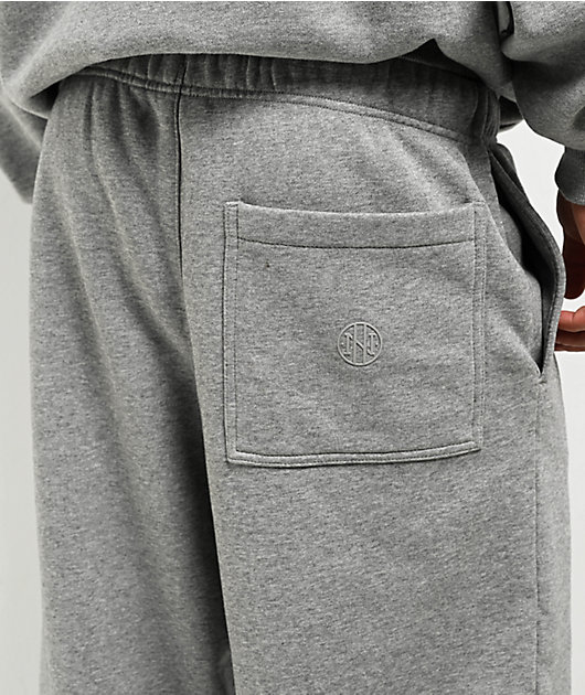 Ninth Hall Fundamentals Logo Grey Oversized Open Hem Sweatpants
