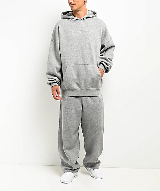 Ninth Hall Fundamentals Logo Grey Oversized Open Hem Sweatpants