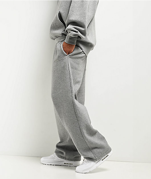 Ninth Hall Fundamentals Logo Grey Oversized Open Hem Sweatpants