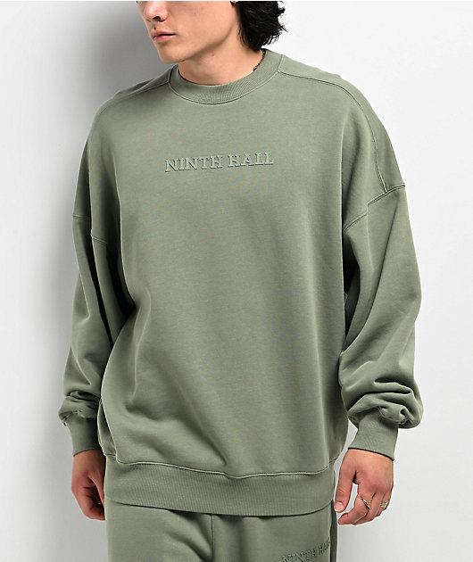 Ninth Hall Fundamentals Logo Light Green Oversized Crewneck