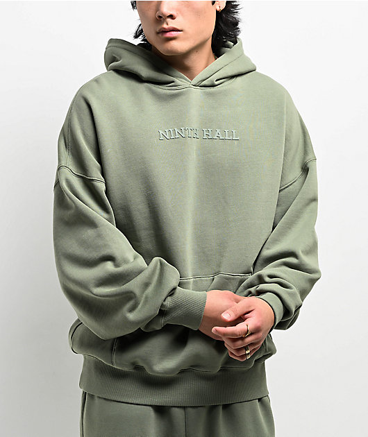 Ninth Hall Fundamentals Logo Light Green Oversized Hoodie | Zumiez