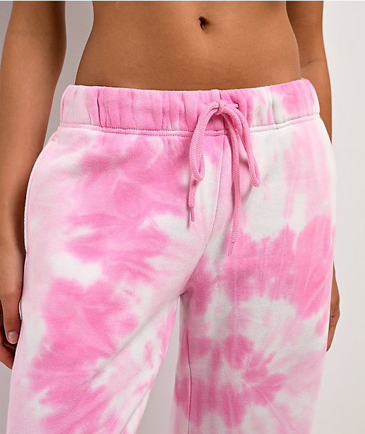 Ninth Hall Fundamentals Mellie Tie Dye Pink Wide Leg Sweatpants