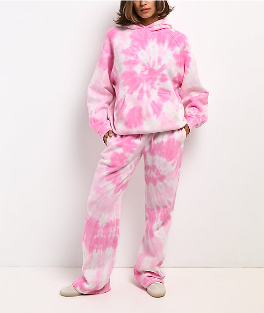 Ninth Hall Fundamentals Mellie Tie Dye Pink Wide Leg Sweatpants