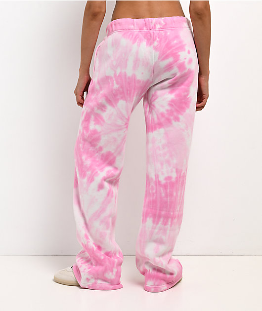 Ninth Hall Fundamentals Mellie Tie Dye Pink Wide Leg Sweatpants