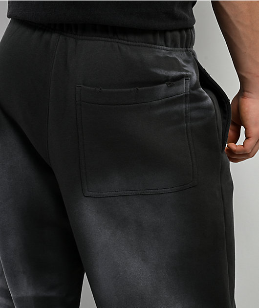 Ninth Hall Fundamentals Open Hem Grey Wash Baggy Sweatpants | Zumiez