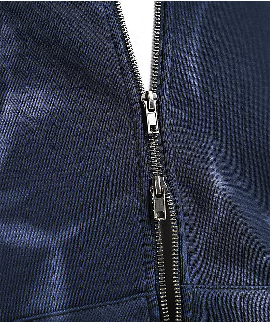 Ninth Hall Fundamentals Open Hem Purple Wash Crop Zip Hoodie
