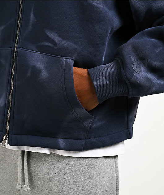 Ninth Hall Fundamentals Open Hem Purple Wash Crop Zip Hoodie