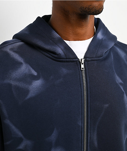 Ninth Hall Fundamentals Open Hem Purple Wash Crop Zip Hoodie