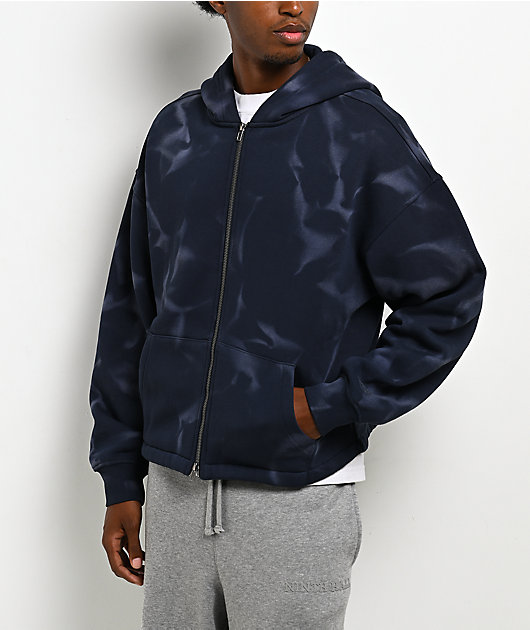 Ninth Hall Fundamentals Open Hem Purple Wash Crop Zip Hoodie