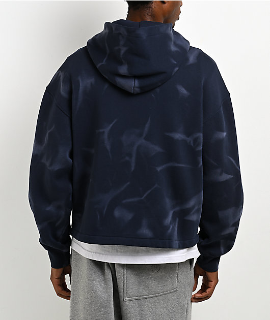 Ninth Hall Fundamentals Open Hem Purple Wash Crop Zip Hoodie