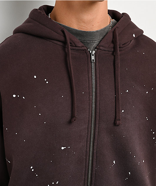 Ninth Hall Fundamentals Paint Brown Zip Hoodie