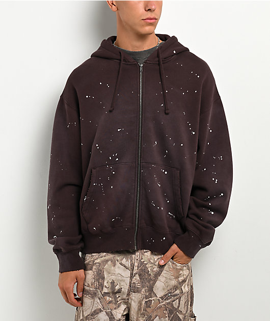Ninth Hall Fundamentals Paint Brown Zip Hoodie