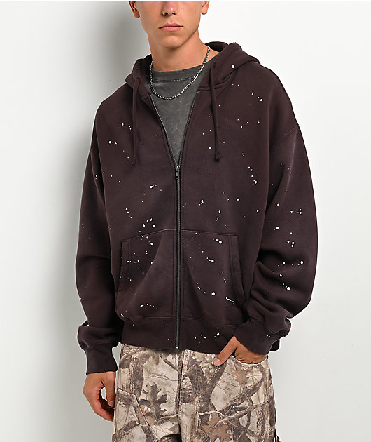 Ninth Hall Fundamentals Paint Brown Zip Hoodie