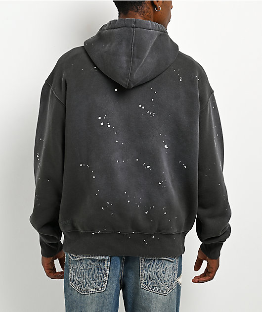 Ninth Hall Fundamentals Paint Drip Charcoal Zip Hoodie