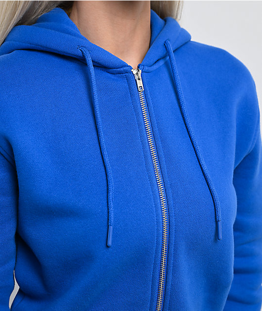 Ninth Hall Fundamentals Phoebe Blue Crop Zip Hoodie