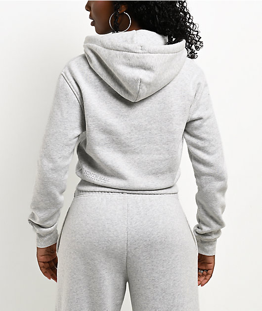 Ninth Hall Fundamentals Phoebe Grey Crop Zip Hoodie