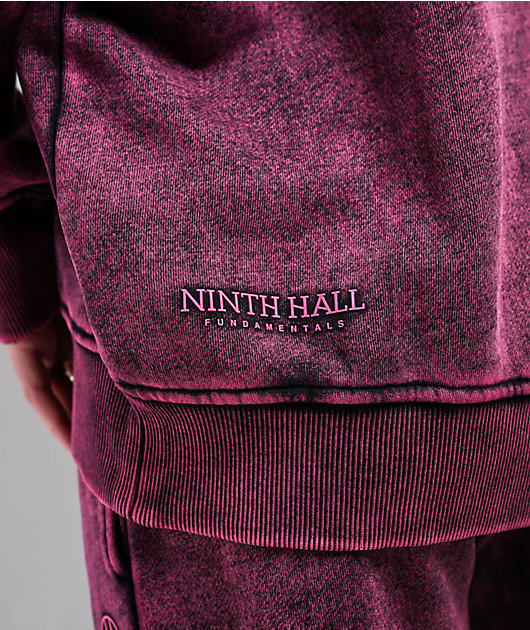 Ninth Hall Fundamentals Raglan Red Static Wash Relaxed Hoodie