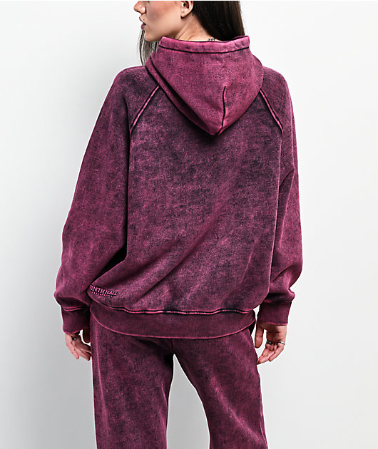 Ninth Hall Fundamentals Raglan Red Static Wash Relaxed Hoodie
