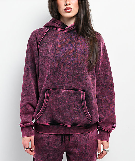 Ninth Hall Fundamentals Raglan Red Static Wash Relaxed Hoodie