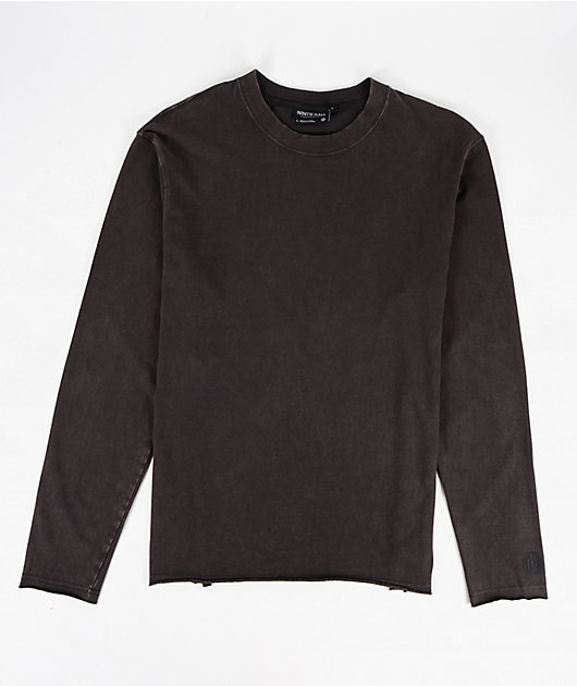 Ninth Hall Fundamentals Raw Edge Charcoal Long Sleeve T-Shirt | Zumiez