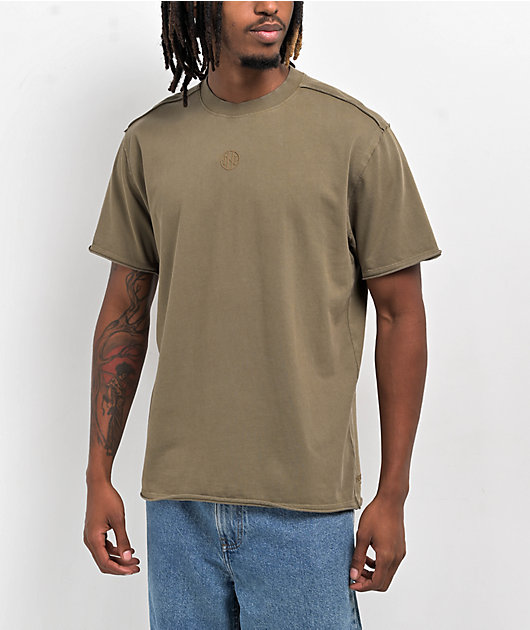 Ninth Hall Fundamentals Raw Olive Green Boxy T-Shirt | Zumiez
