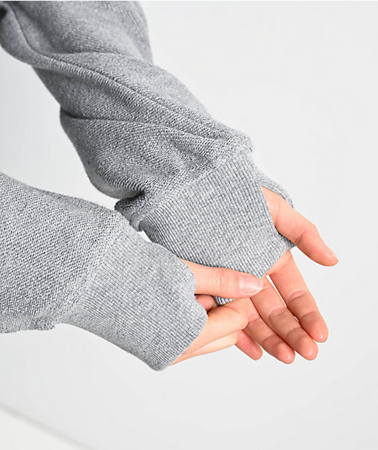 Ninth Hall Fundamentals Reverse Terry Grey Crop Hoodie | Zumiez