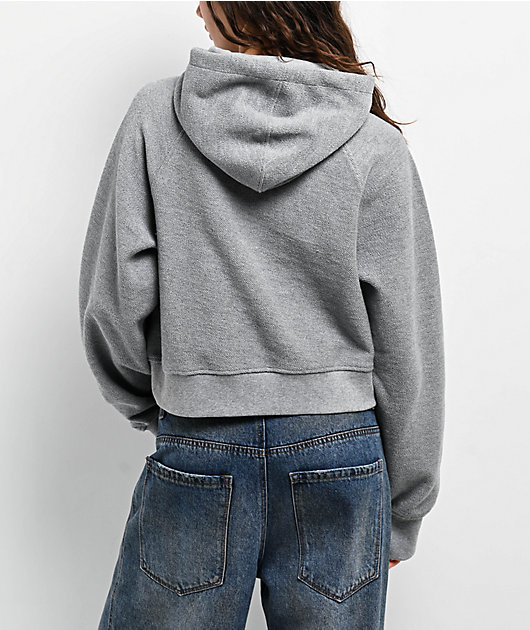 Ninth Hall Fundamentals Reverse Terry Grey Crop Hoodie | Zumiez