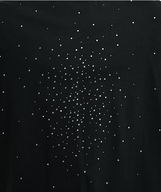 Ninth Hall Fundamentals Rhinestone Black Boxy 2Fer Long Sleeve Shirt