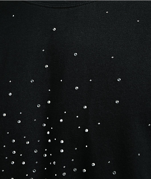 Ninth Hall Fundamentals Rhinestone Black Boxy 2Fer Long Sleeve Shirt