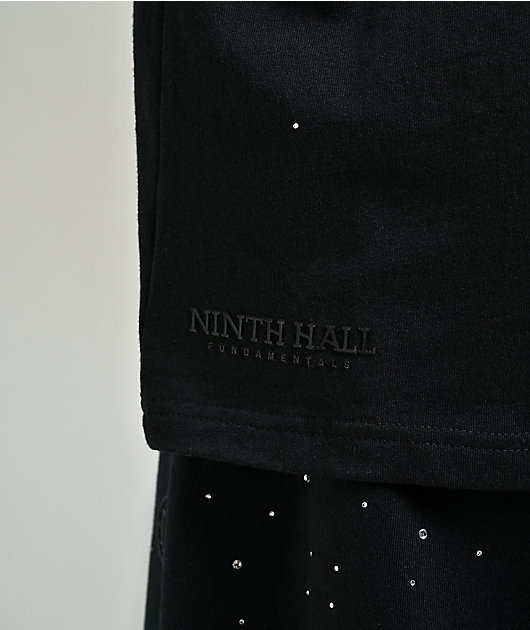 Ninth Hall Fundamentals Rhinestone Black Boxy 2Fer Long Sleeve Shirt